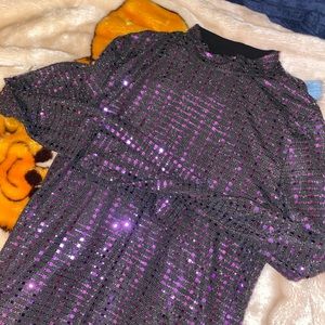 Mock Neck Sheer Metallic Slim Top